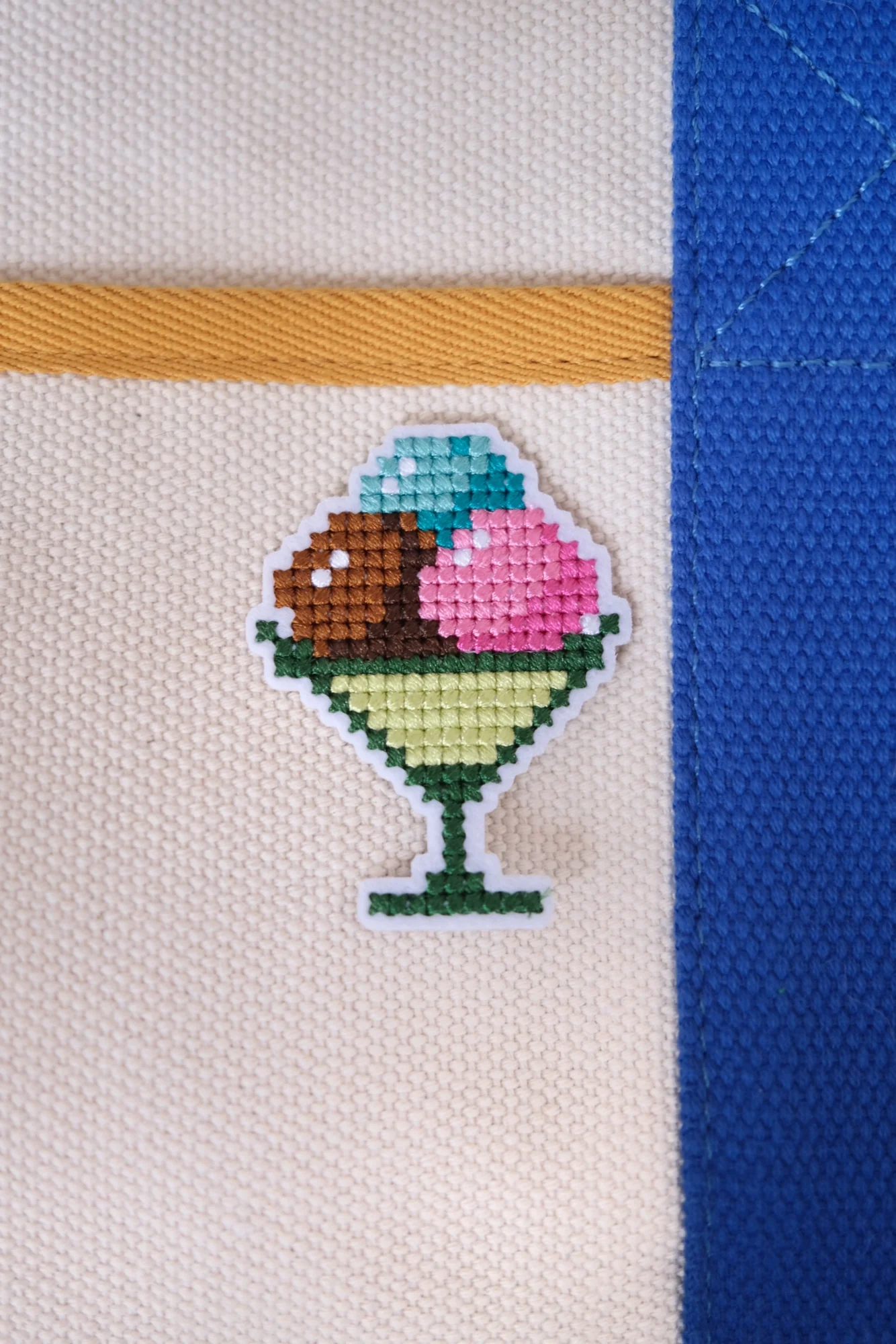 Cross Stitched Ice Cream Iron-on Patch