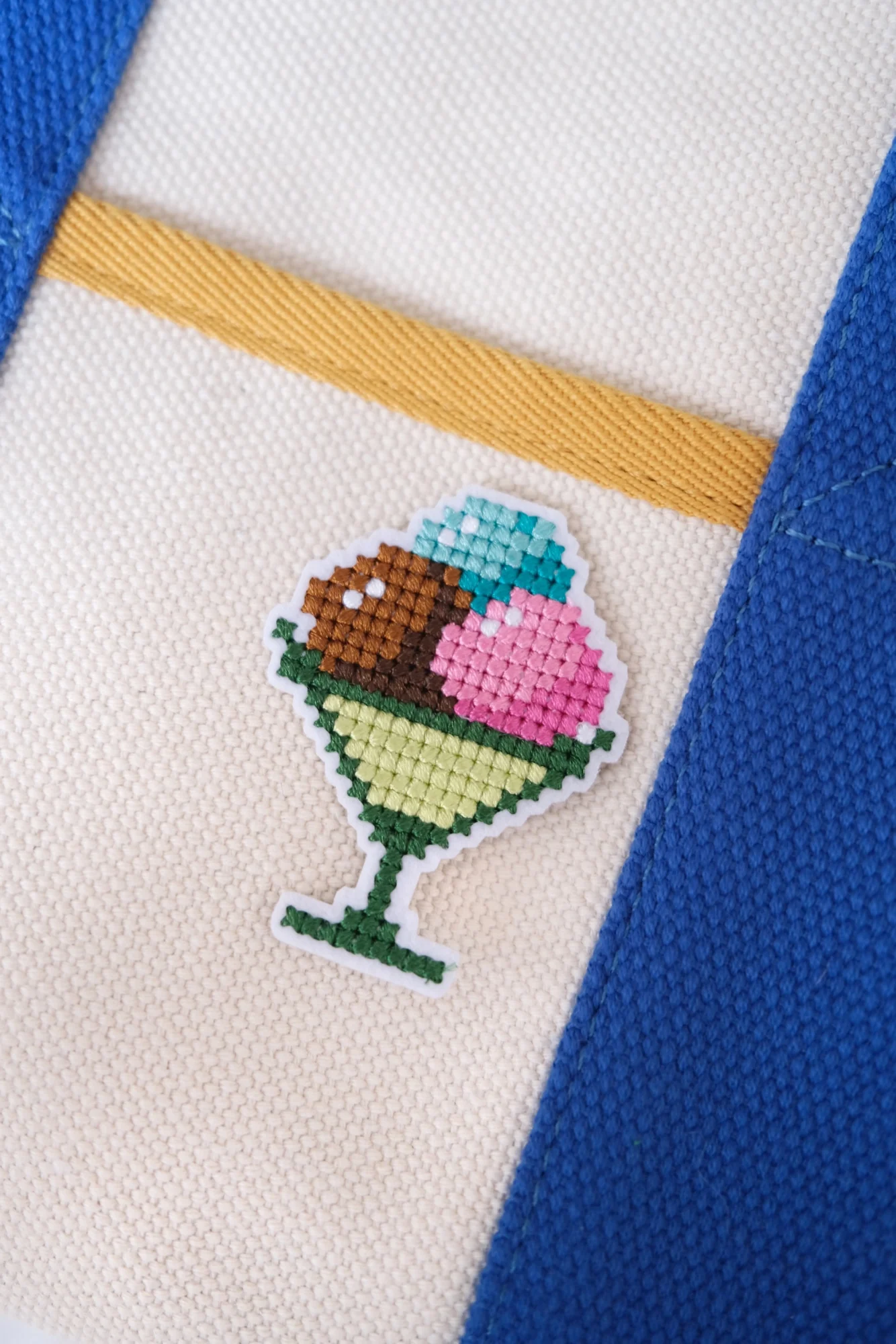 Cross Stitched Ice Cream Iron-on Patch - Image 4