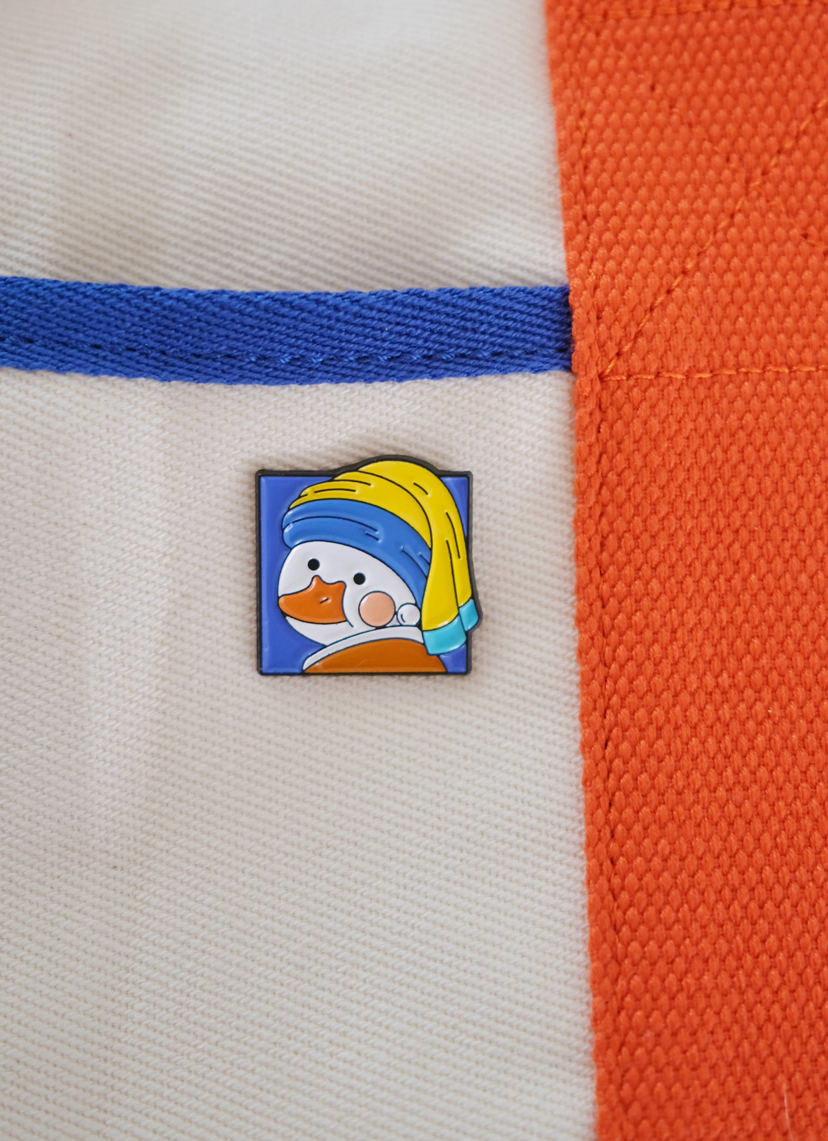 Duck with a Pearl Earring Enamel Pin - Image 3