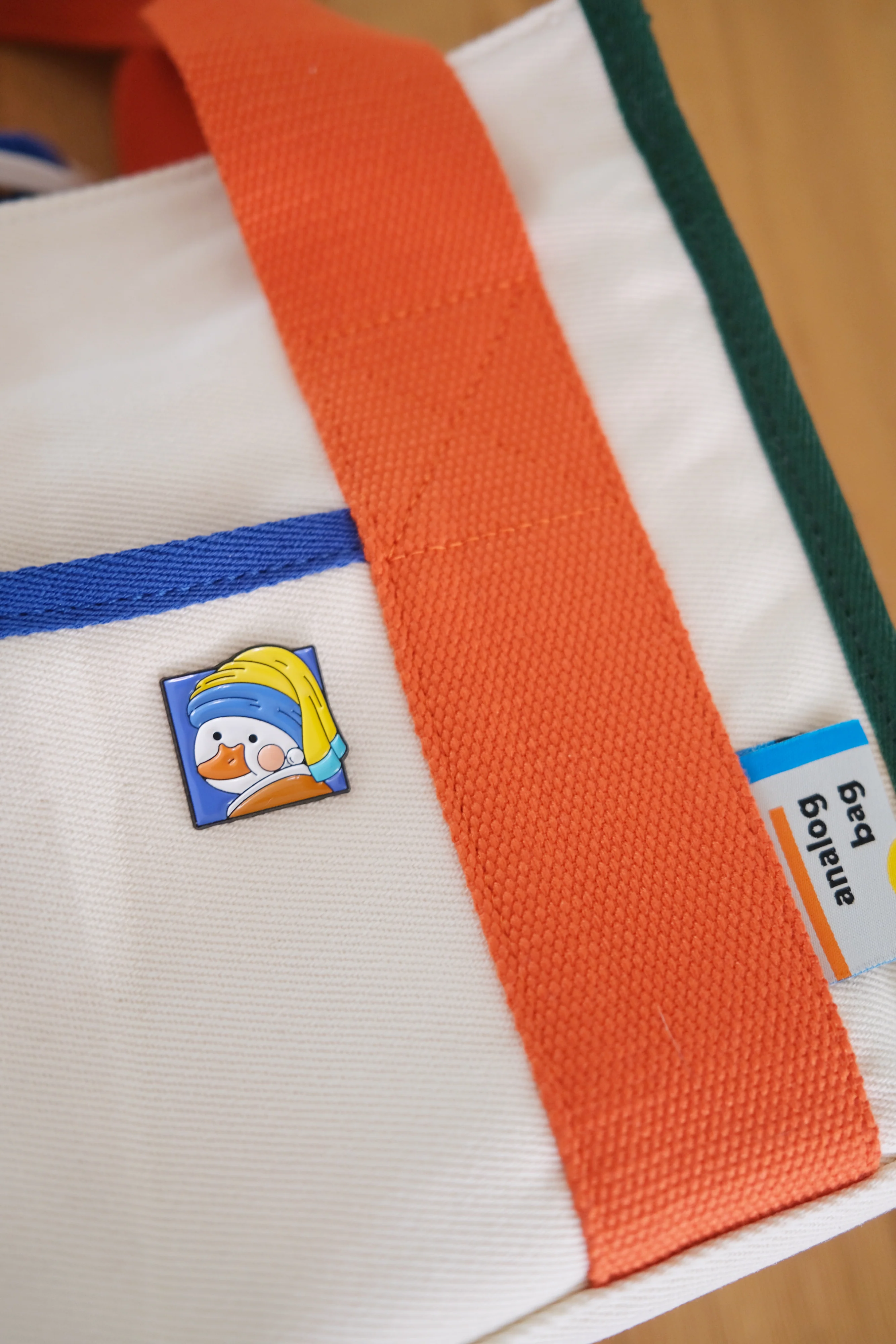 Duck with a Pearl Earring Enamel Pin - Image 4